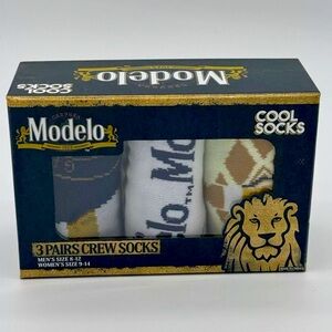 Cool Socks Modelo Beer Cerveza Especial Men’s Crew Socks 3 Pairs
